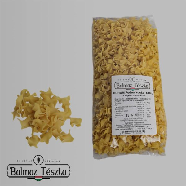 Durum fordoskocka tészta 500g 8 tojásos -Balmaz tészta