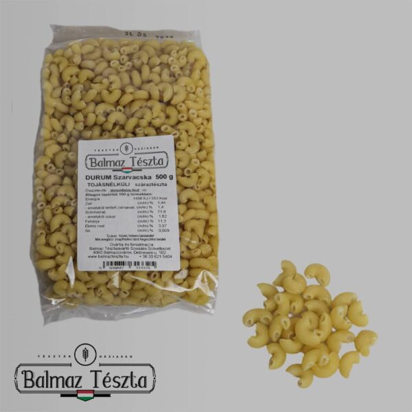 Durum szarvacska tészta 500g -Balmaz tészta